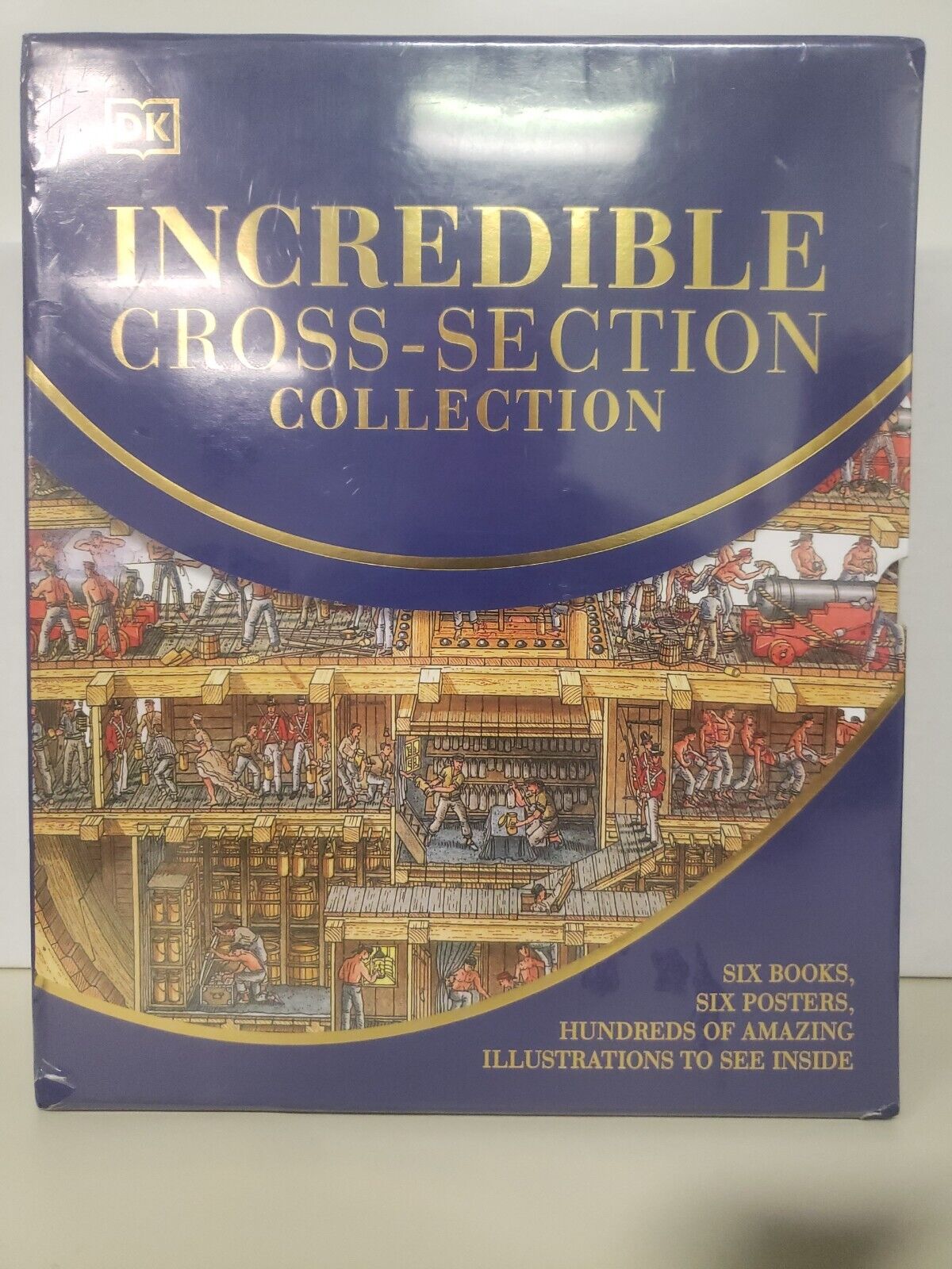 Stephen Biesty?s Incredible Cross-Sections 6-Book Collection Box Set + Poster Book (Cross-Sections Castle, Man-of-War, Incredible Body